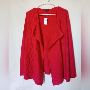 Gap Open-Front Womens Knit Cardigan Size M Color Red